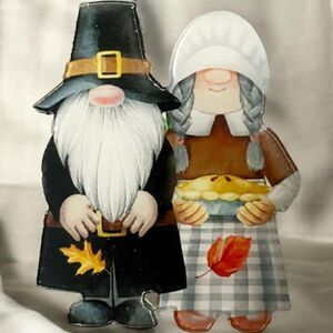 Charming Maple Leaf Gnome Couple Acrylic Brooch Pin - Perfect Thanksgiving Gi...